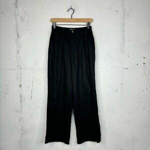 Reformation Pleated Flowy Mason Trouser Pants Black Front Button 4P